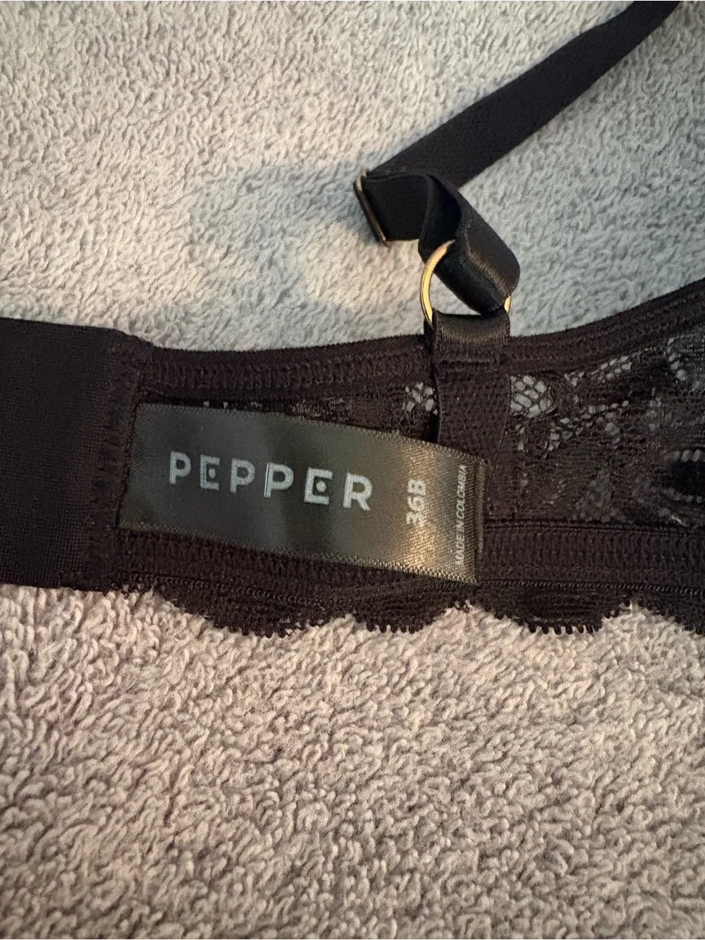 Pepper Bra Size 36B Demi Mesh Lace Black Underwire  Lightly Lined